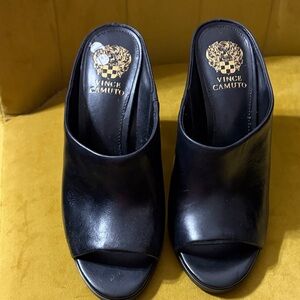 Vince Camuto Black Leather Mules